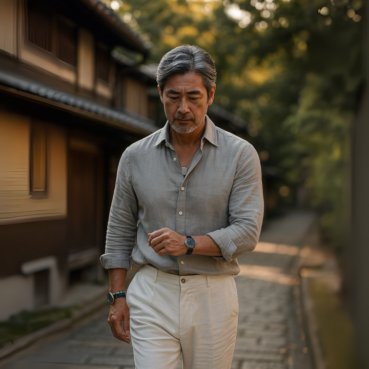 OLIVIER 着心地の良い長袖リネンシャツ