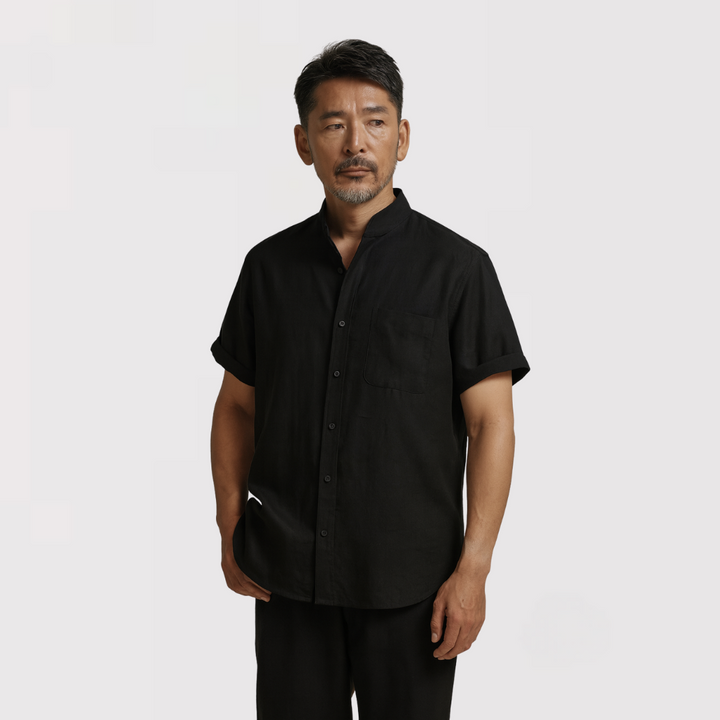 TIMOU 通気性のあるリネン混紡シャツ